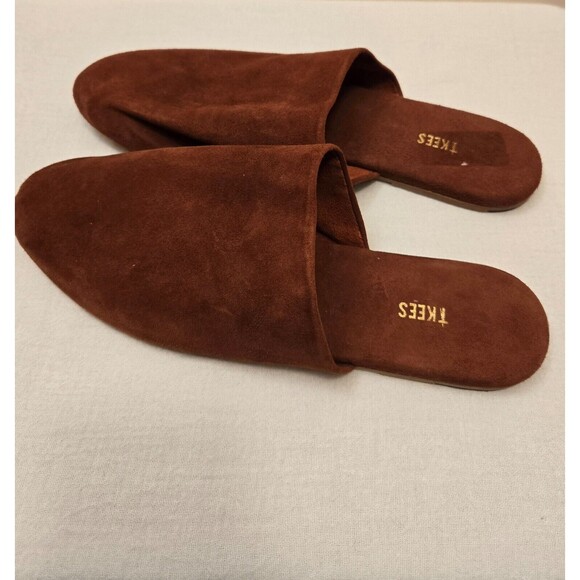 TKEES Ines Slip On Mules Womens Shoes Backless Flats Suede Maroon Size 11B - Picture 7 of 7